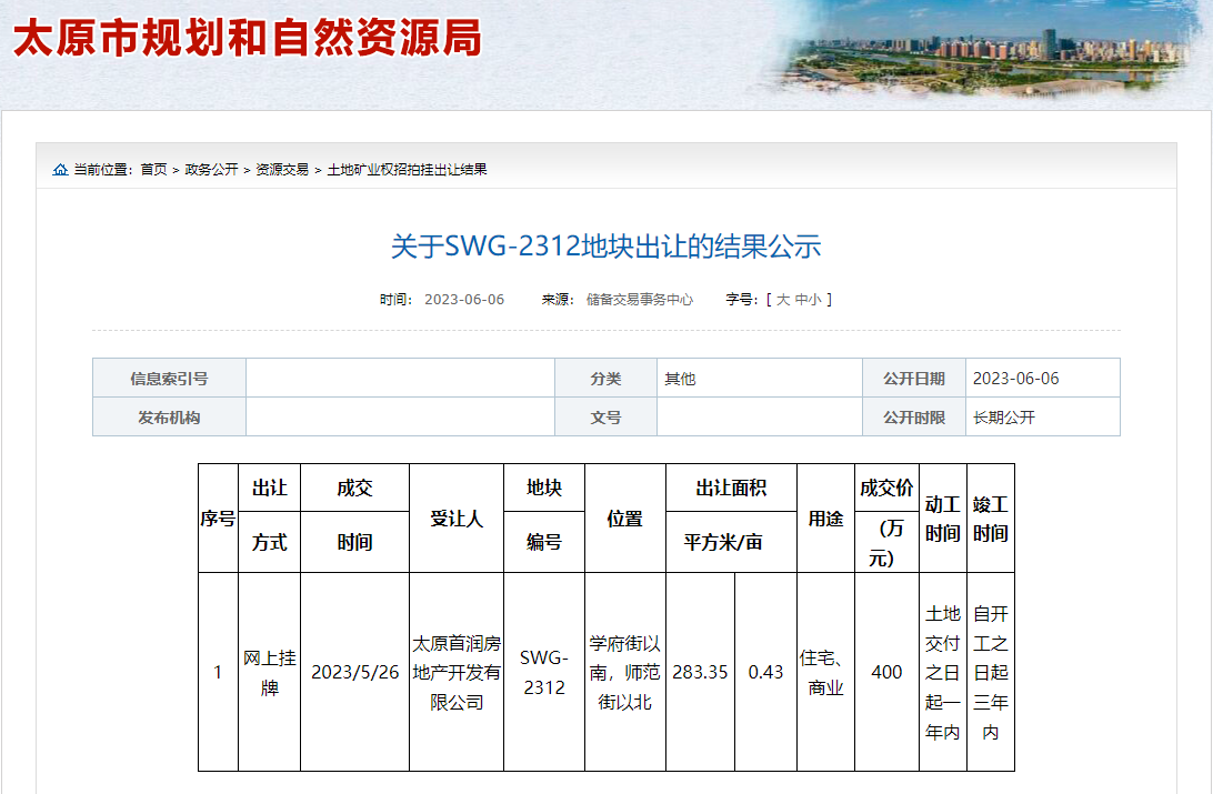 违反城乡规划法 太原首润房地产开发有限公司被罚3734915万元天博(图2)